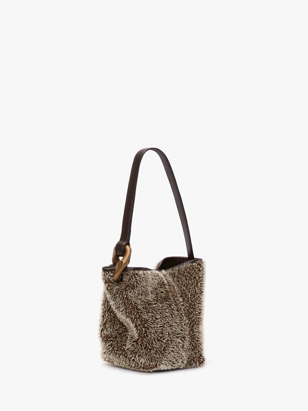 Shop Jw Anderson Small Jwa Corner Bucket - Mohair Bucket Bag In Brown