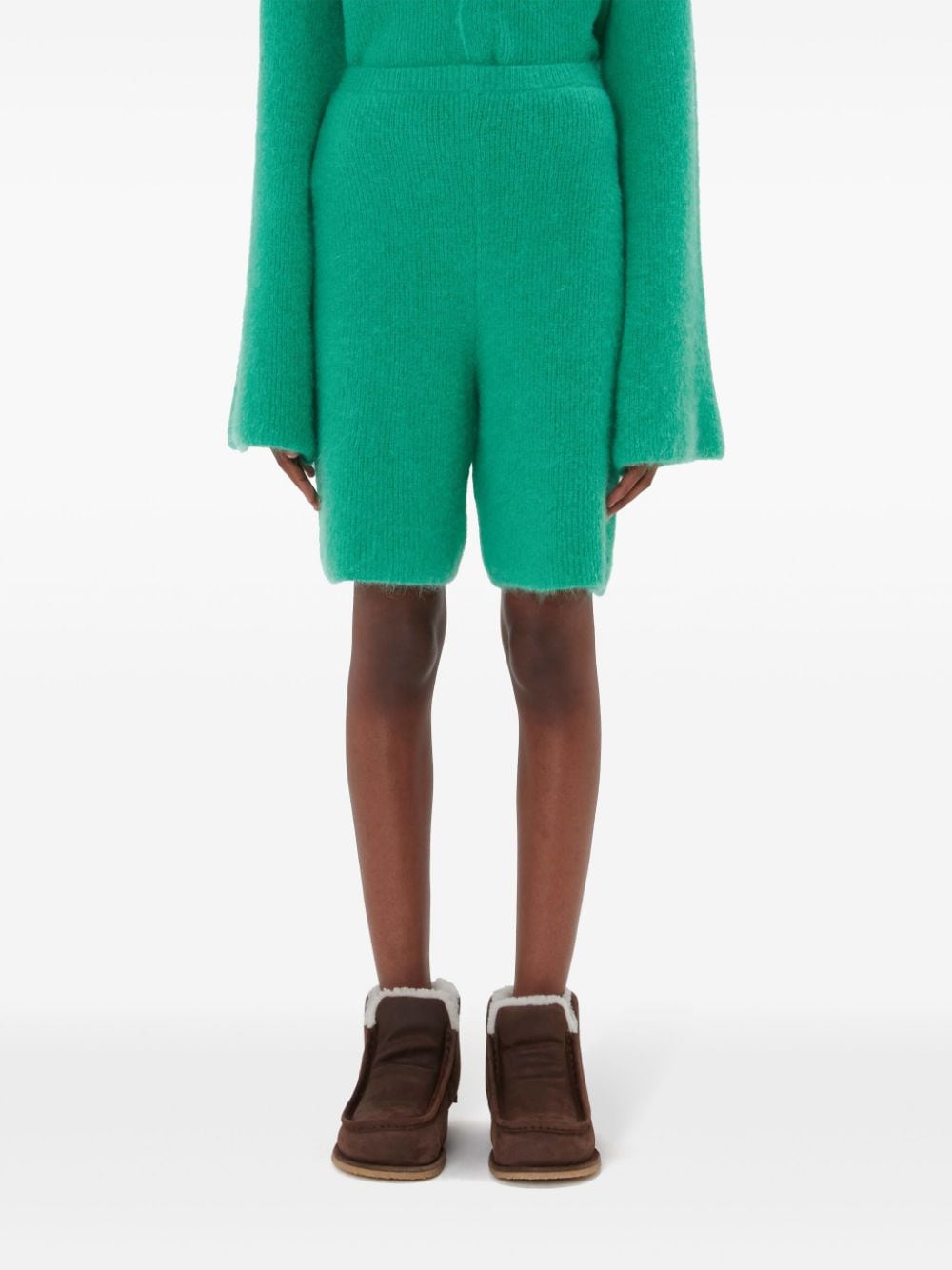 Shop Jw Anderson Logo-appliqué Knit Bermuda Shorts In Green