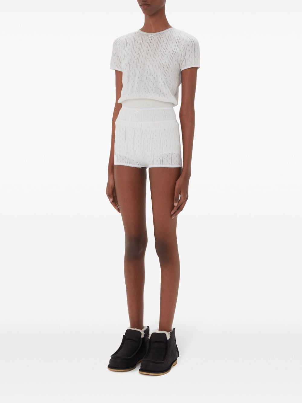 JW Anderson Gelaagde pointelle shorts - Wit