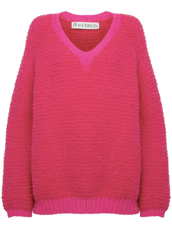 JW Anderson ブークレ Vネックセーター | ピンク | FARFETCH JP