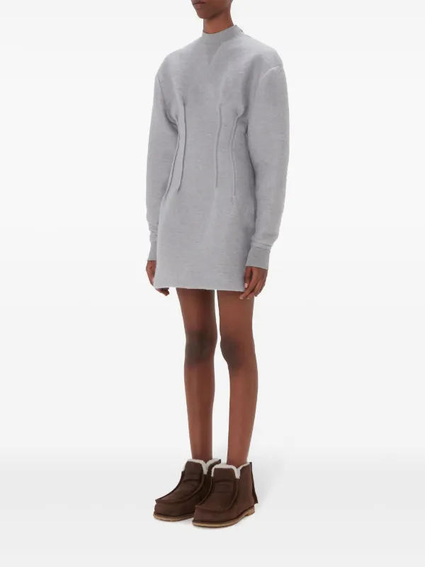 JW Anderson Textured long-sleeve Hourglass Dress | Grey | FARFETCH