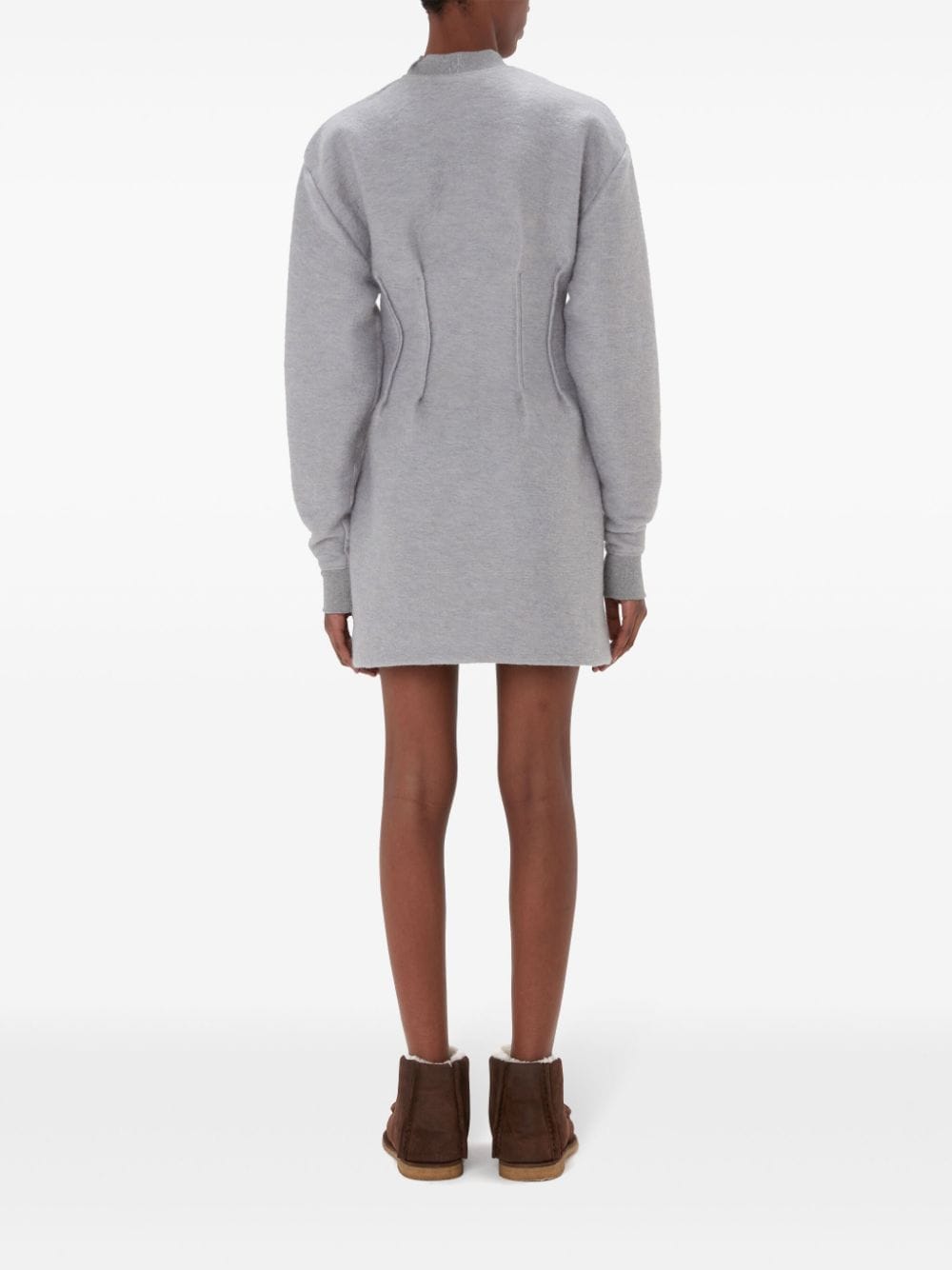 Shop Jw Anderson Textured Long-sleeve Hourglass Dress In Grey