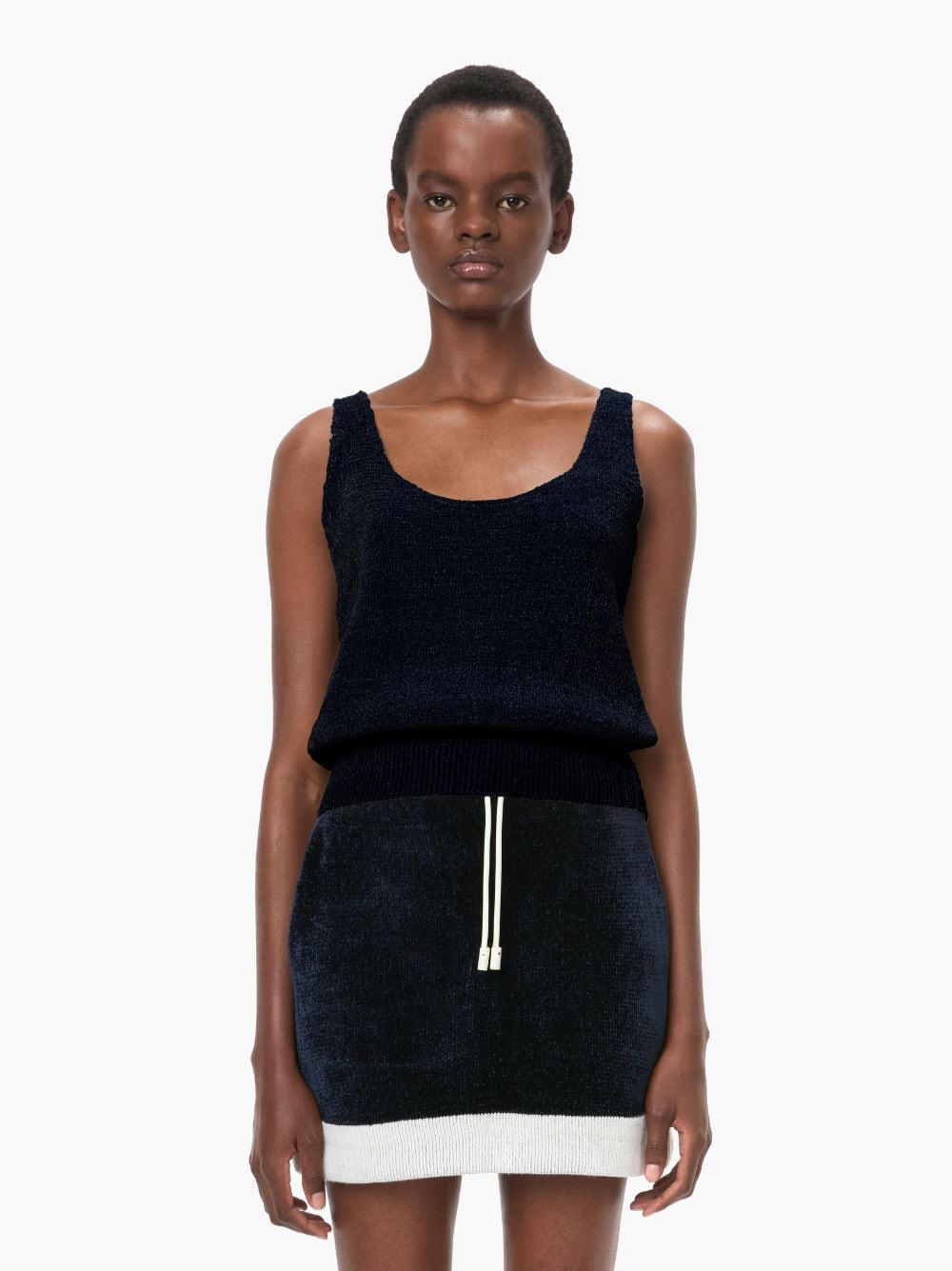 Shop Jw Anderson Chenille Tank Top In 888 Navy