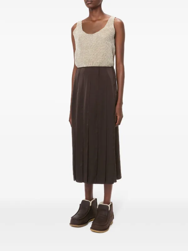 ワンピース JW ANDERSON Women Mid Skirts DR0448PG1601 600 BROWN JW Anderson ribbon-panel Midi Skirt | Brown | FARFETCH AO