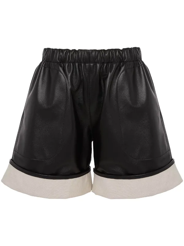 JW Anderson contrast-hem Leather Shorts | Black | FARFETCH