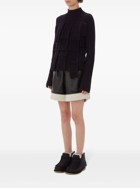 panelled flap sweater