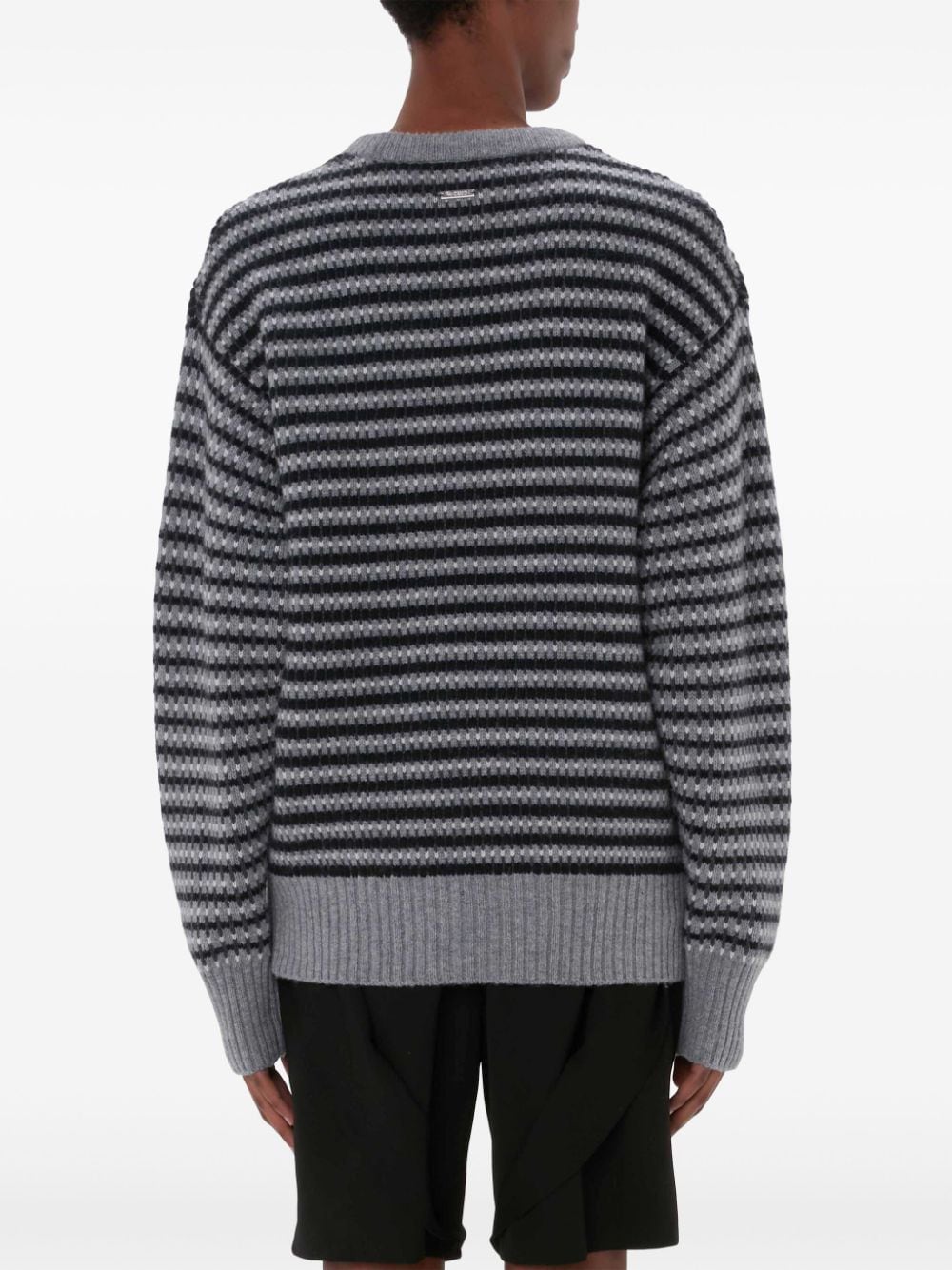 Shop Jw Anderson Striped-jacquard Wool Sweater In Grey