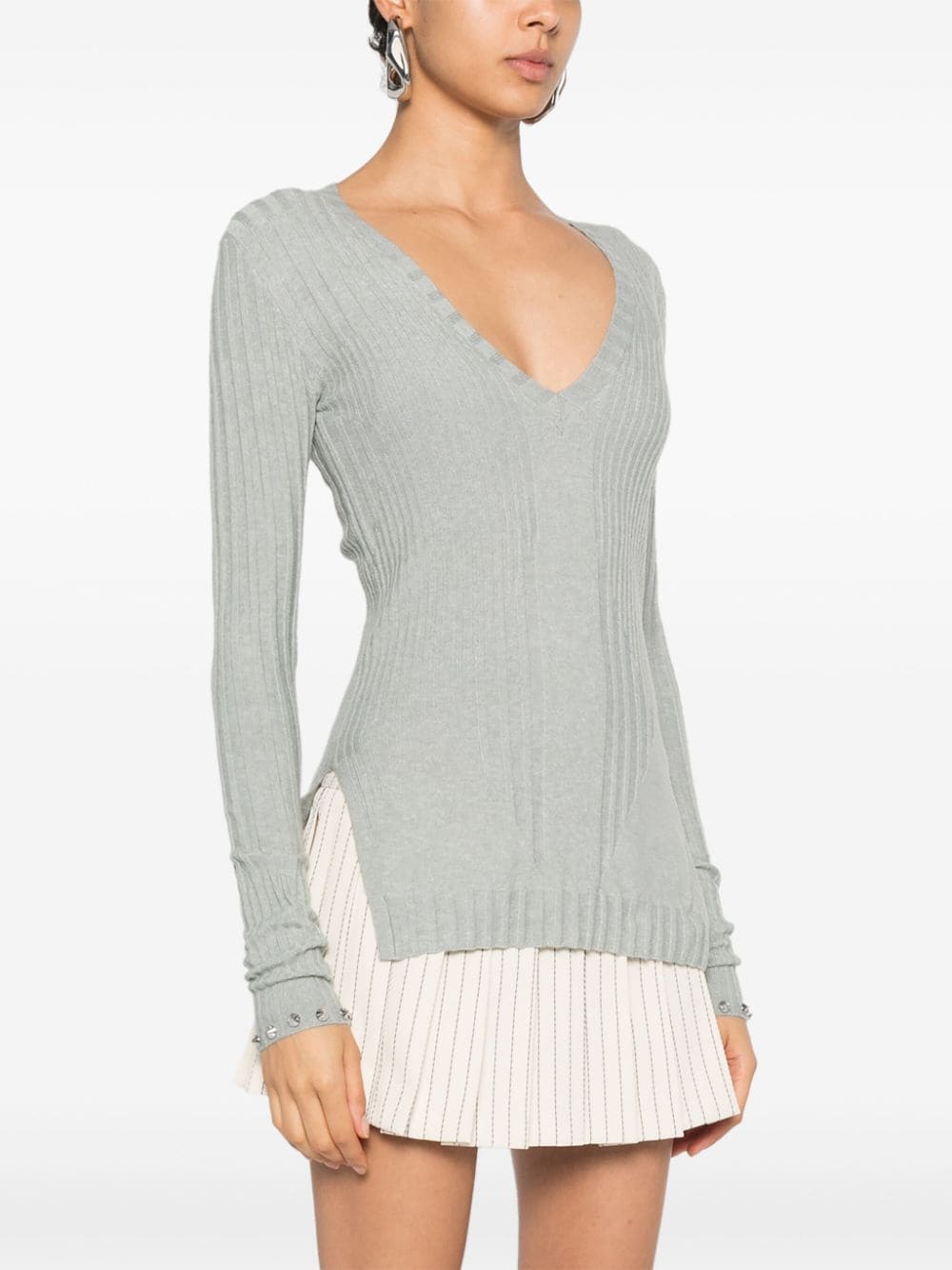 Shop Patrizia Pepe Stud-embellished Sweater In Grey