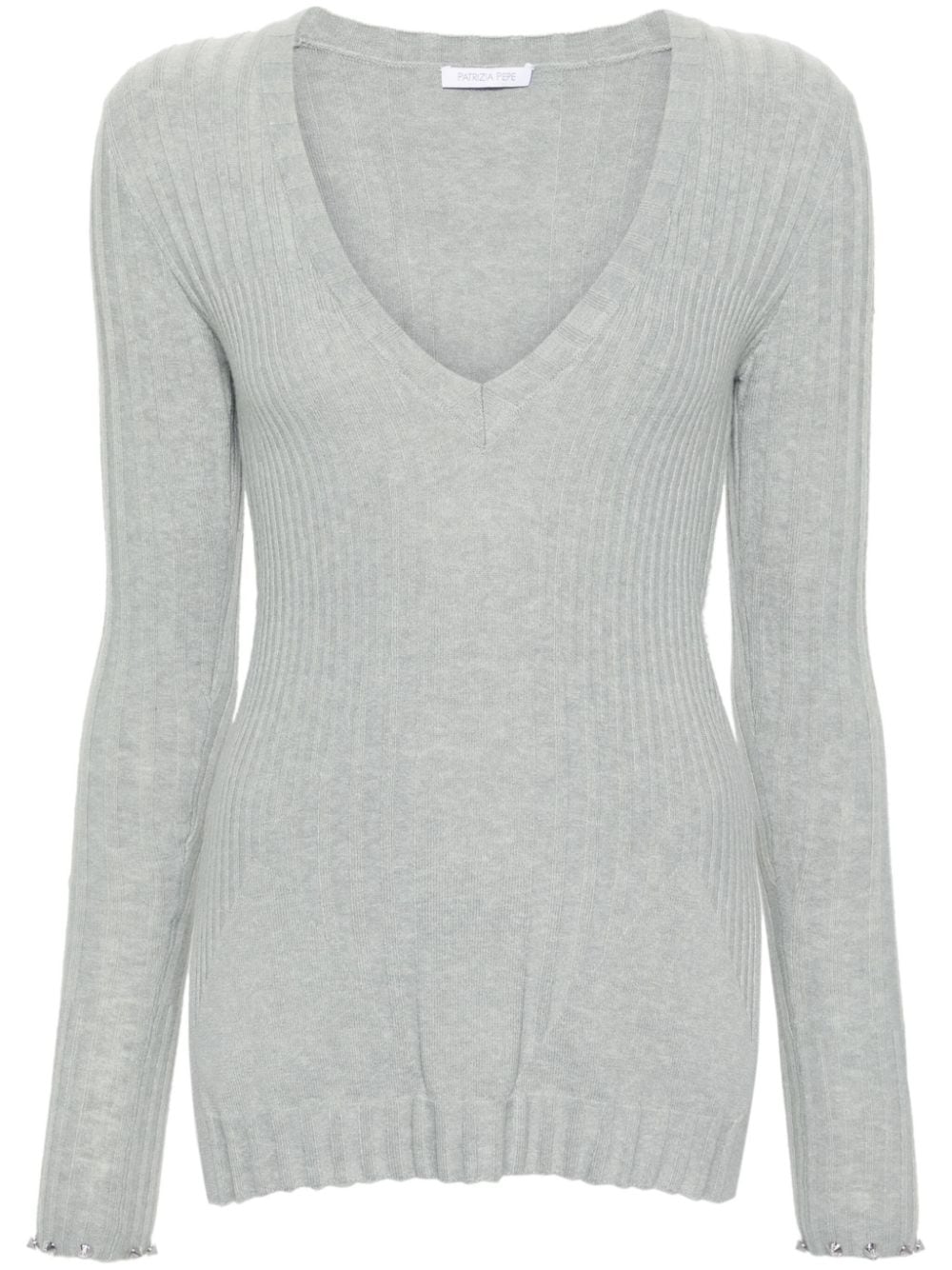 Shop Patrizia Pepe Stud-embellished Sweater In Grey