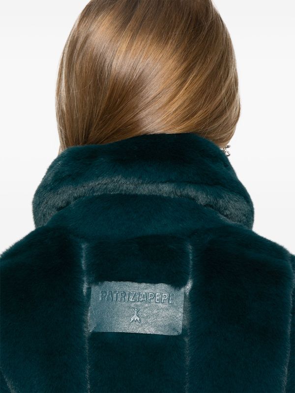 Dark green orders faux fur jacket