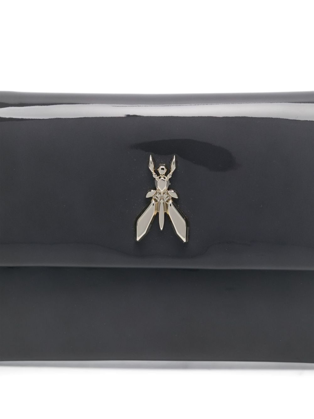 Shop Patrizia Pepe Fly-logo Chain Clutch Bag In Grey