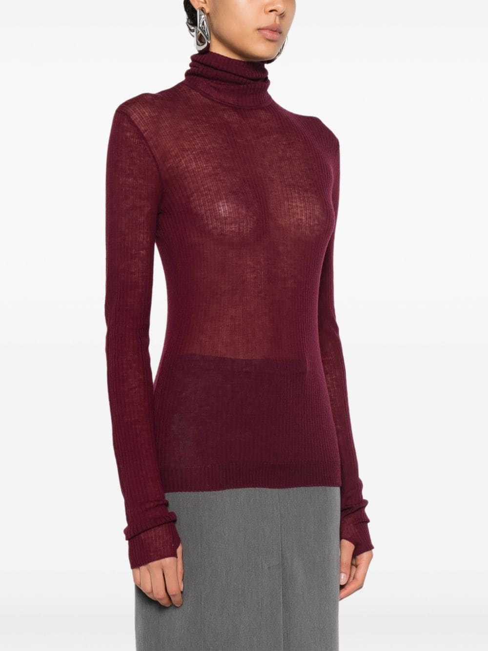 Shop Patrizia Pepe Ribbed-knit Sweater In Red