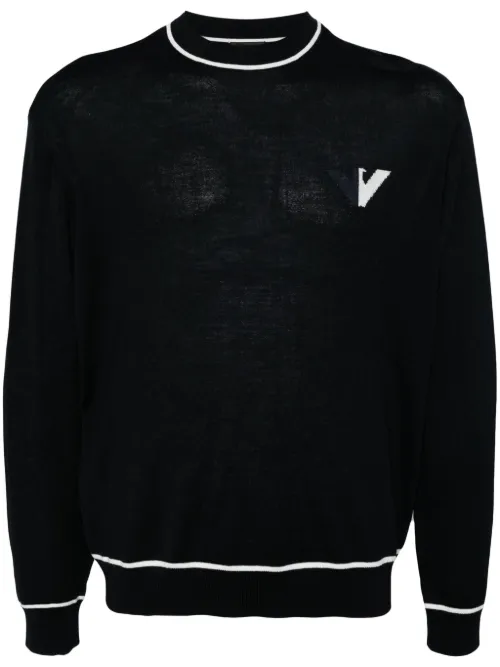 Pull à logo en jacquard - Emporio Armani - Modalova