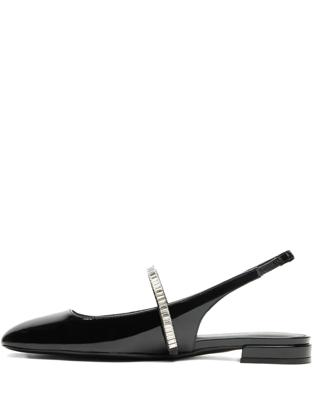 Stuart Weitzman crystal-embellished slingback flats Black