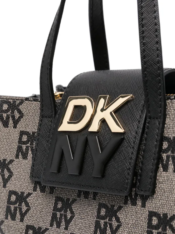 DKNY Logo Print Canvas & Leather Trimming factory Handbag