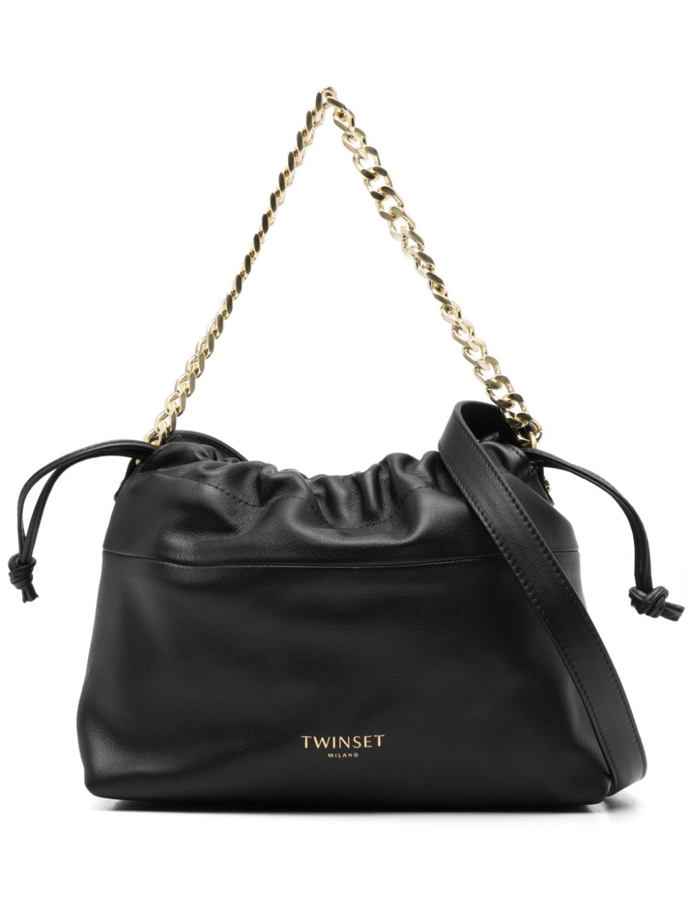 Twinset Chain-detail Leather Tote Bag In Black