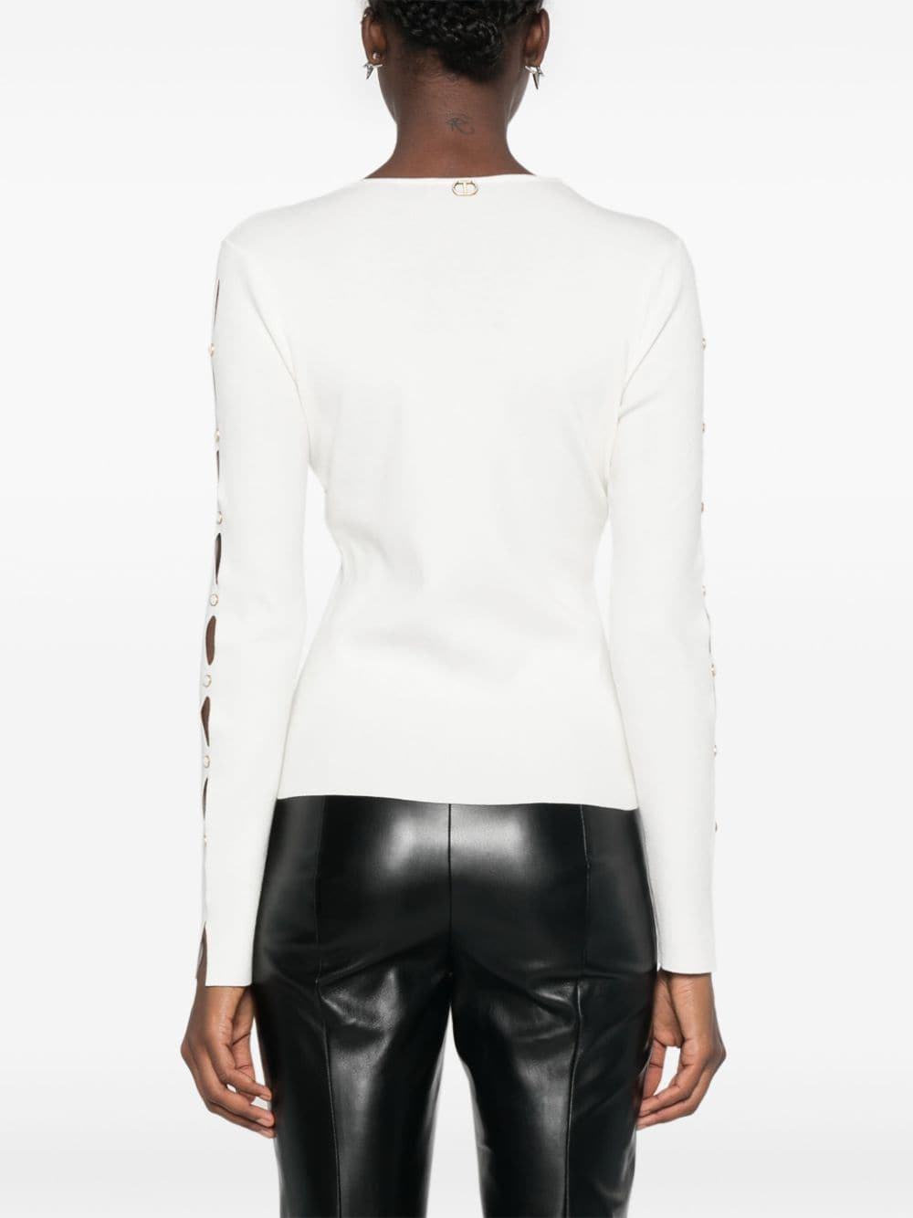 Shop Twinset Cut-out Ribbed Top In White