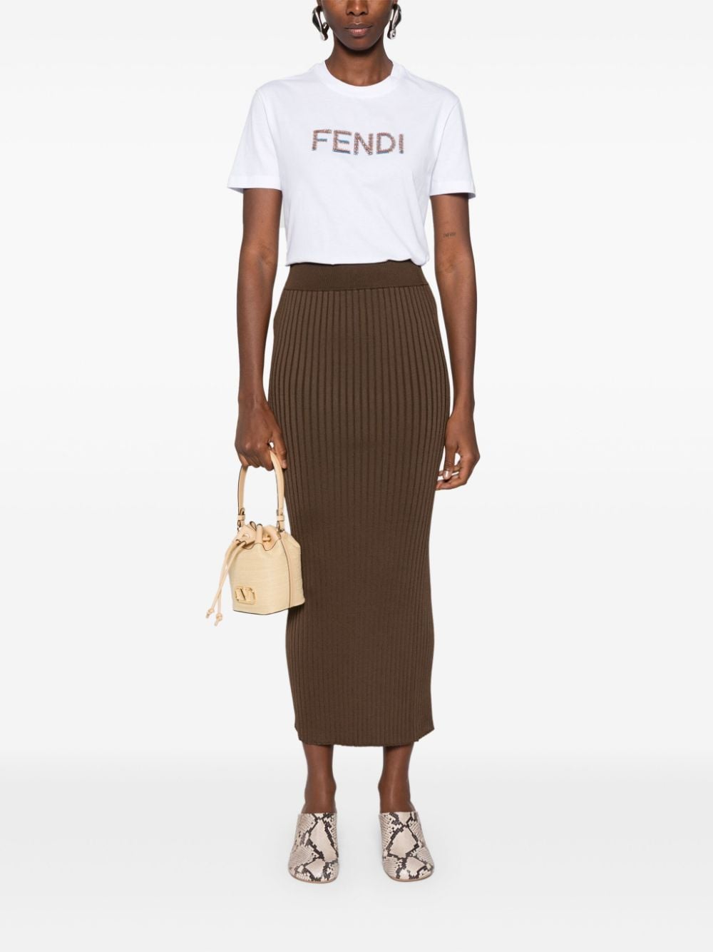 FENDI T-shirt verfraaid met pailletten - Wit