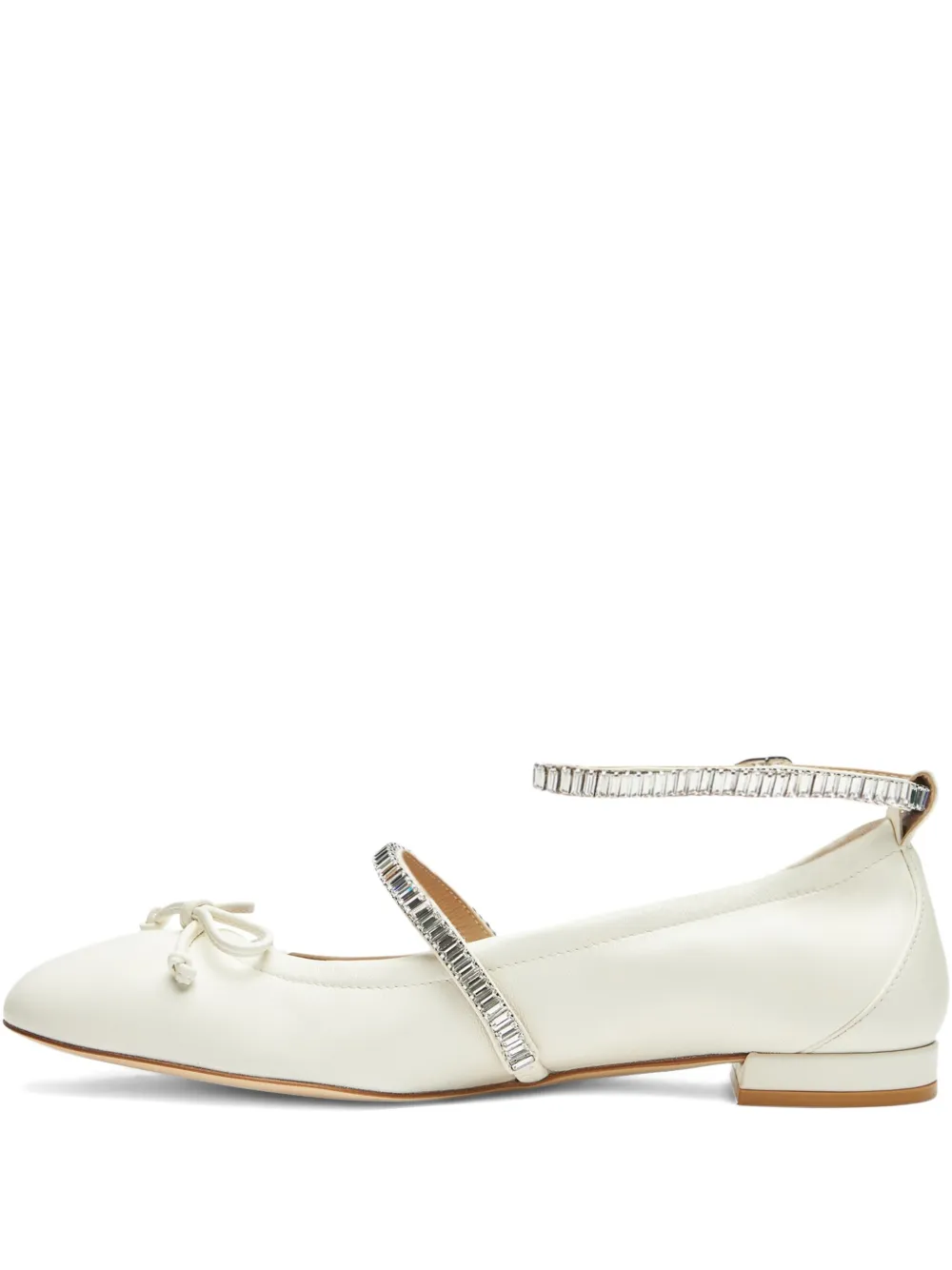 Stuart Weitzman crystal-embellished bow flats Neutrals