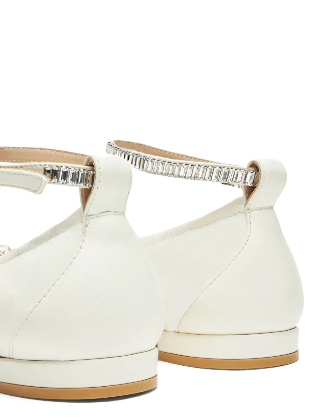 Stuart Weitzman crystal-embellished bow flats Neutrals