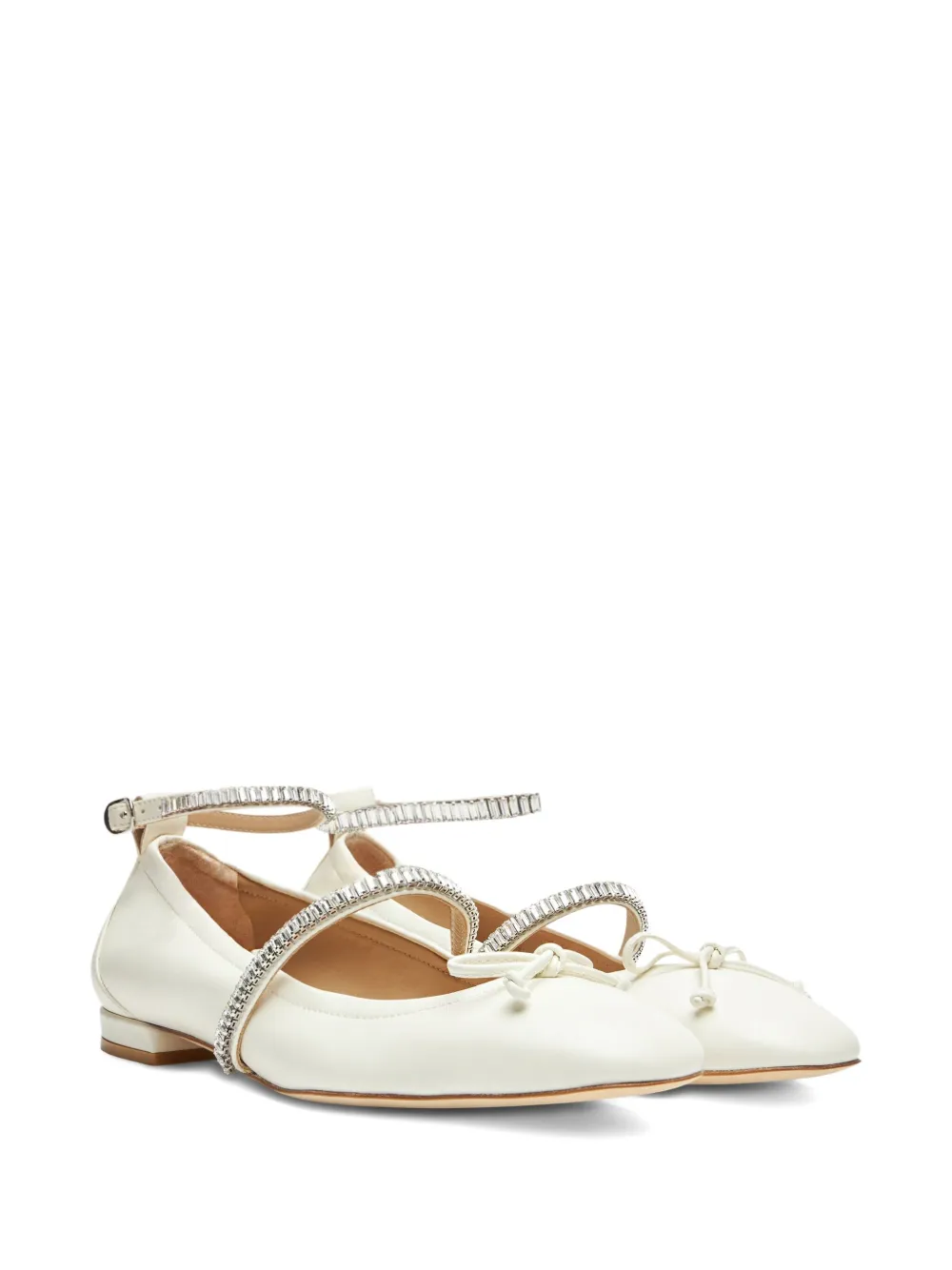 Stuart Weitzman crystal-embellished bow flats Neutrals