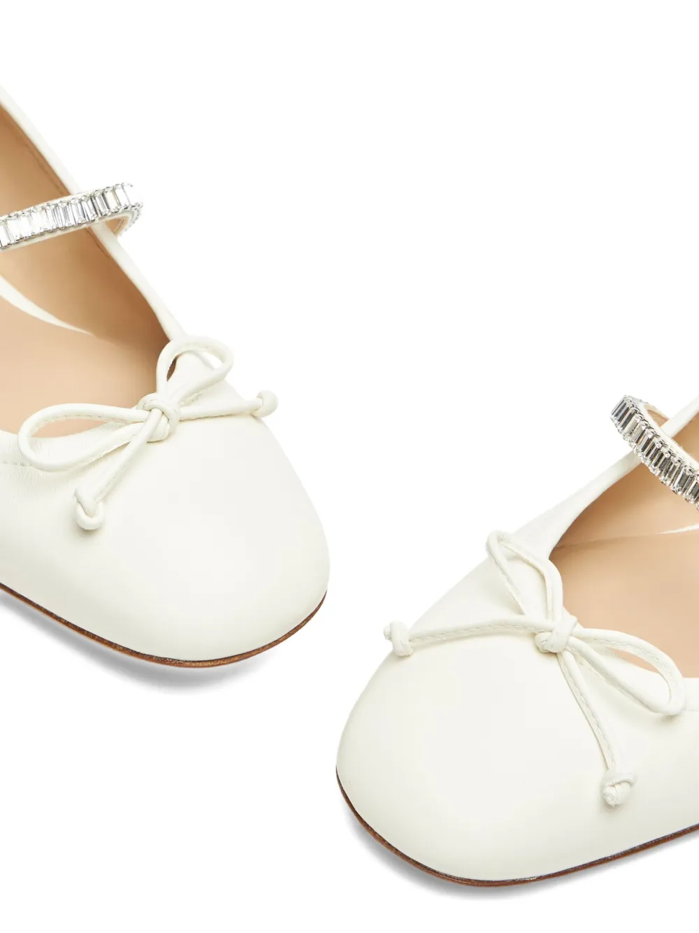 Stuart Weitzman crystal-embellished bow flats Neutrals