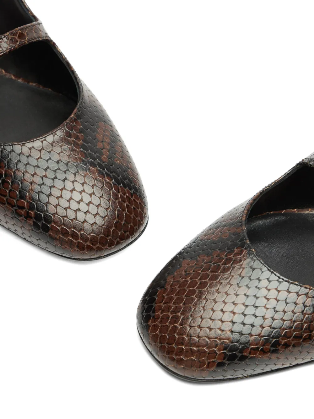 Stuart Weitzman Snakeskin Slingback Flat Pumps In Brown