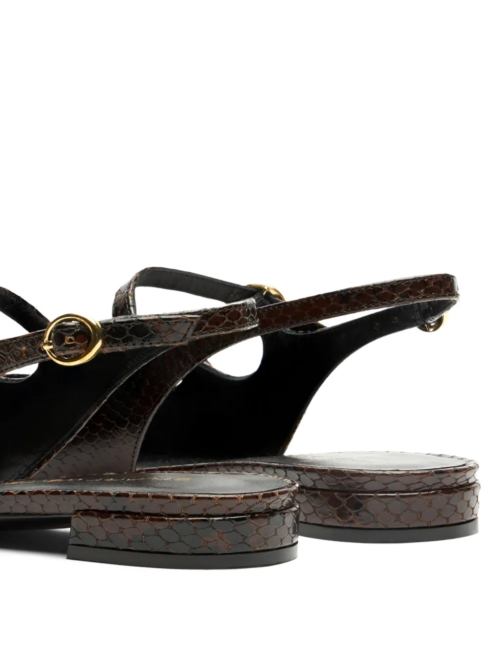 Stuart Weitzman Snakeskin Slingback Flat Pumps In Brown