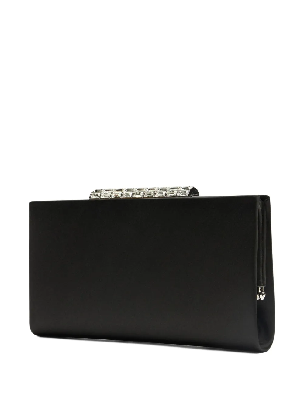 Stuart Weitzman crystal-embellished satin clutch Zwart