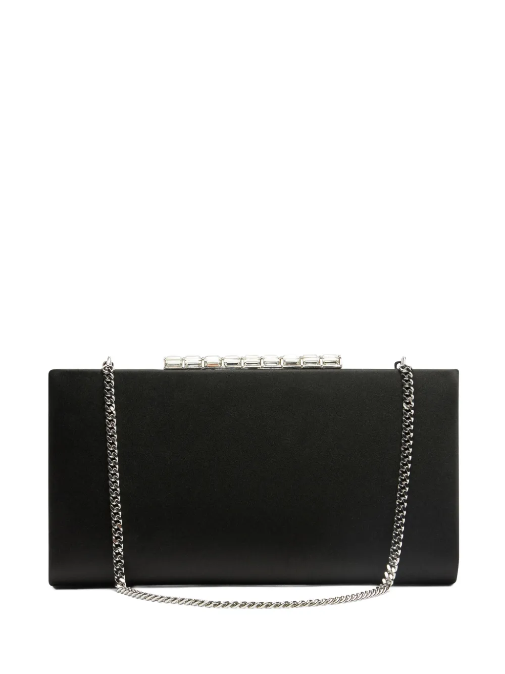 Stuart Weitzman crystal-embellished satin clutch Zwart