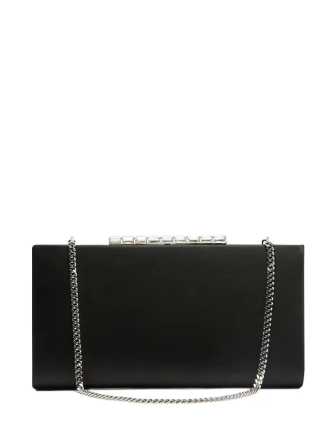 Stuart Weitzman crystal-embellished satin clutch