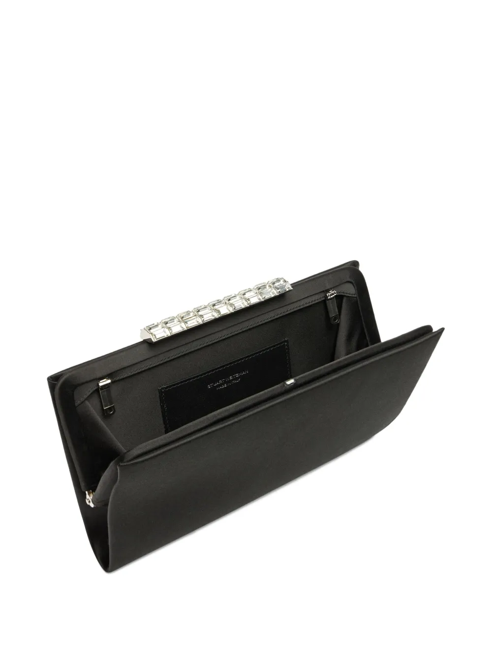 Stuart Weitzman crystal-embellished satin clutch Zwart