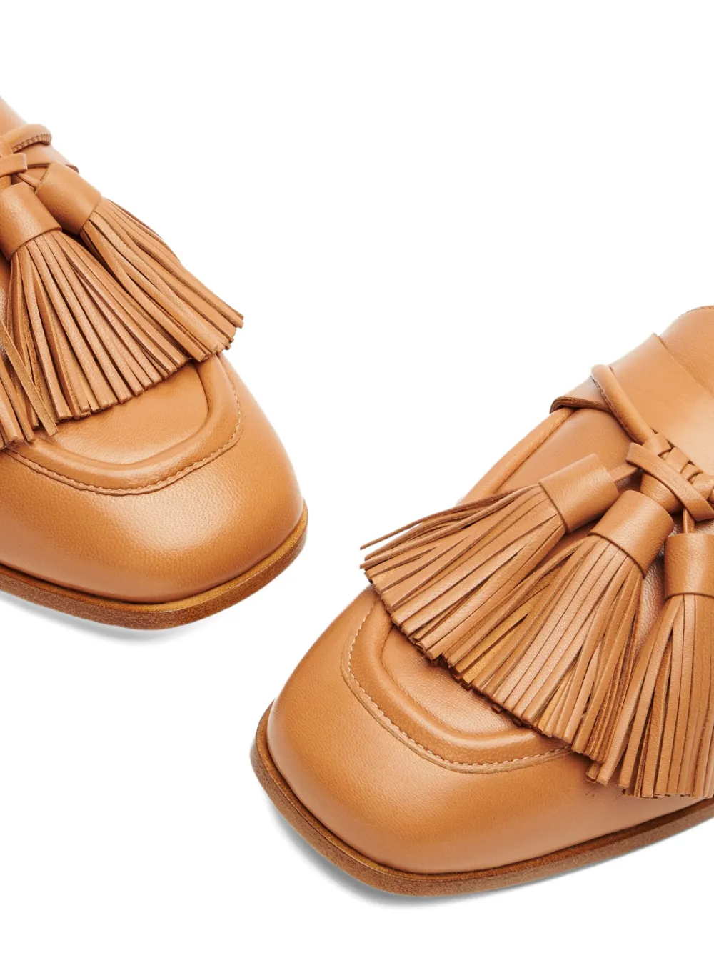 Stuart Weitzman tassel leather loafers Brown