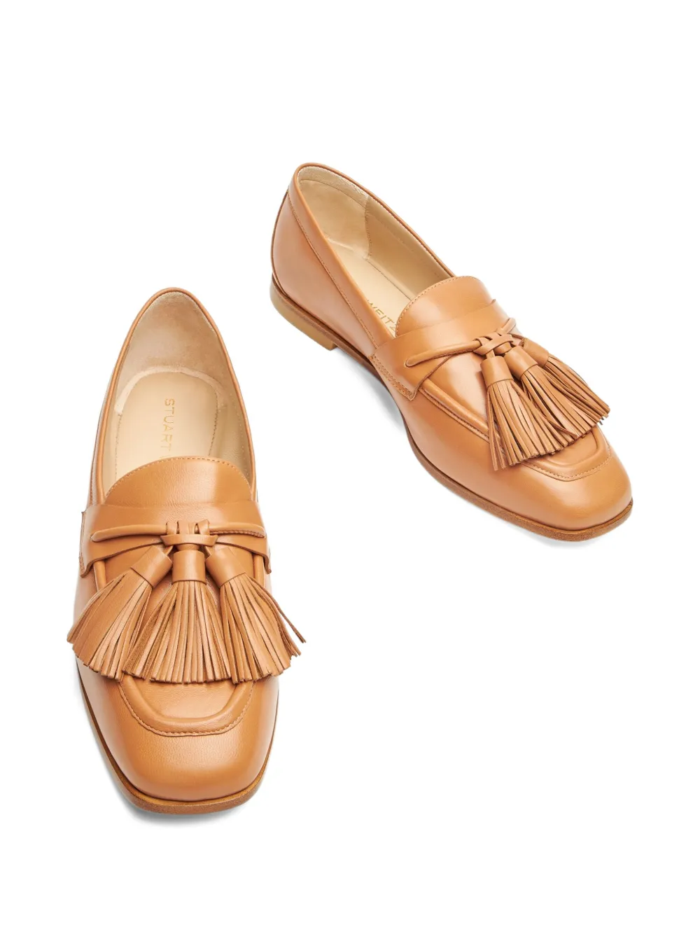Stuart Weitzman tassel leather loafers Brown
