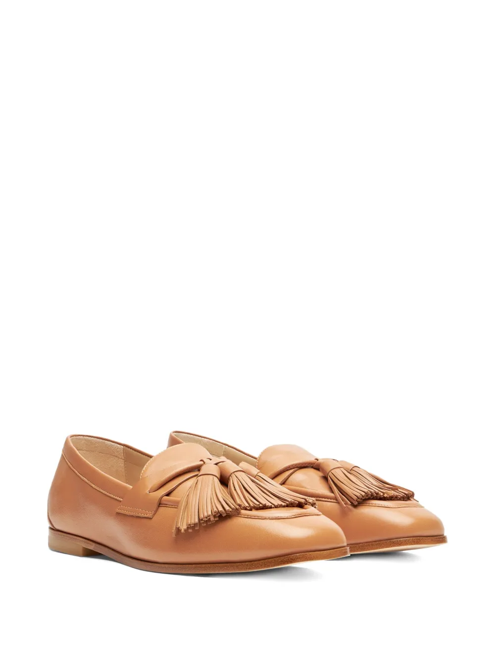 Stuart Weitzman tassel leather loafers Brown