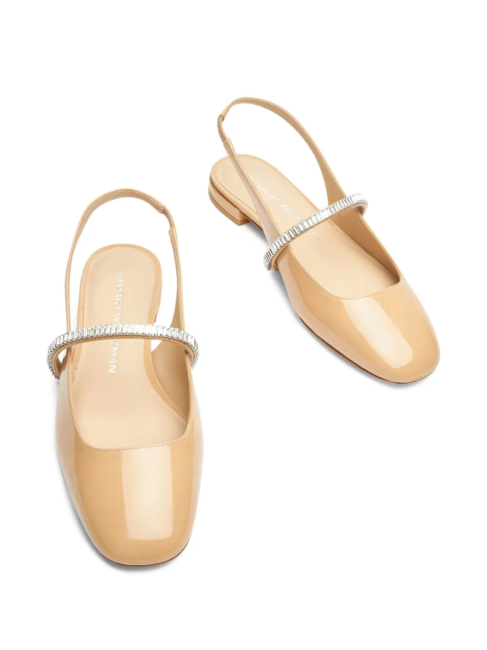 Stuart Weitzman crystal-embellished slingback flats U2A