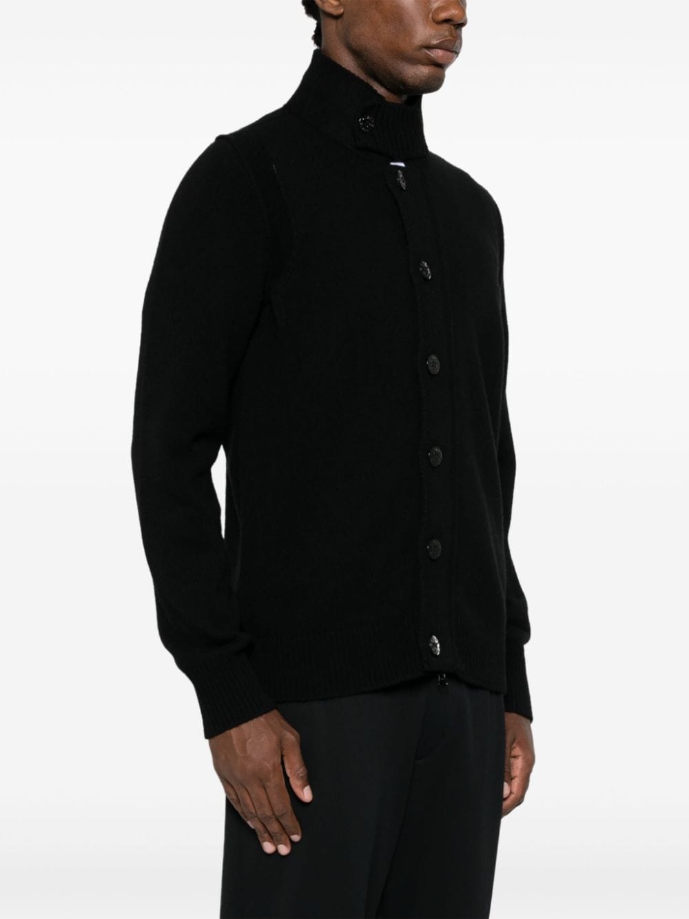 Shop Stone Island Compass-badge Button-up Cardigan In Black