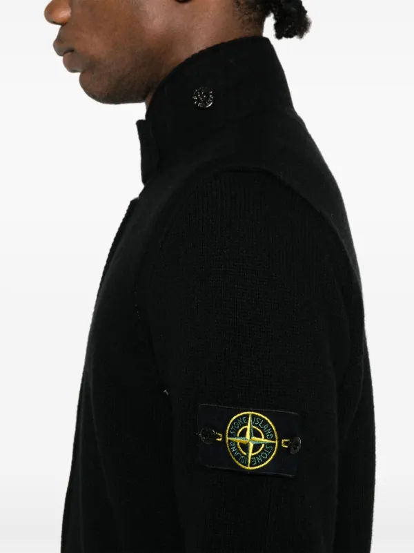 STONE  ブラック カーディガン Stone Island コンパスバッジ カーディガン | ブラック