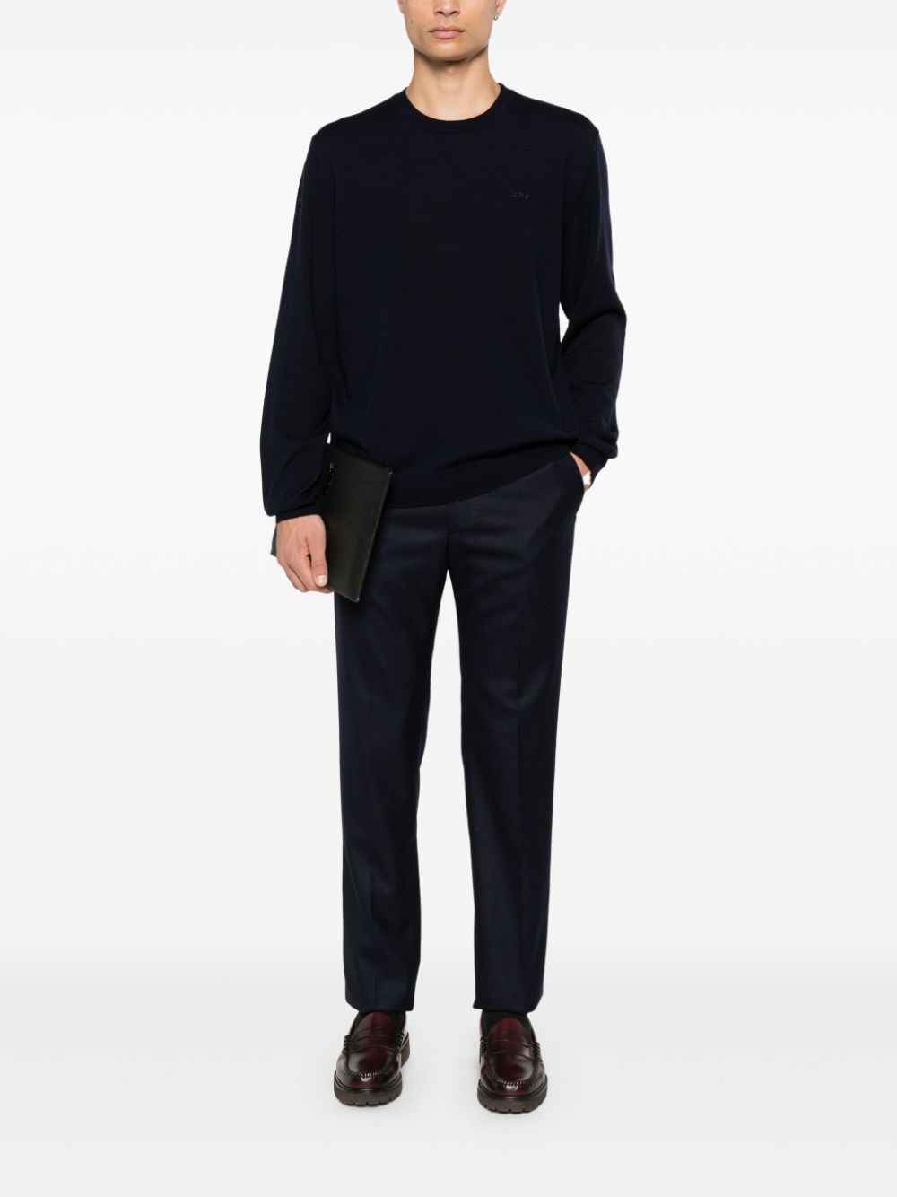 A.P.C. logo-embroidered sweater - Blauw