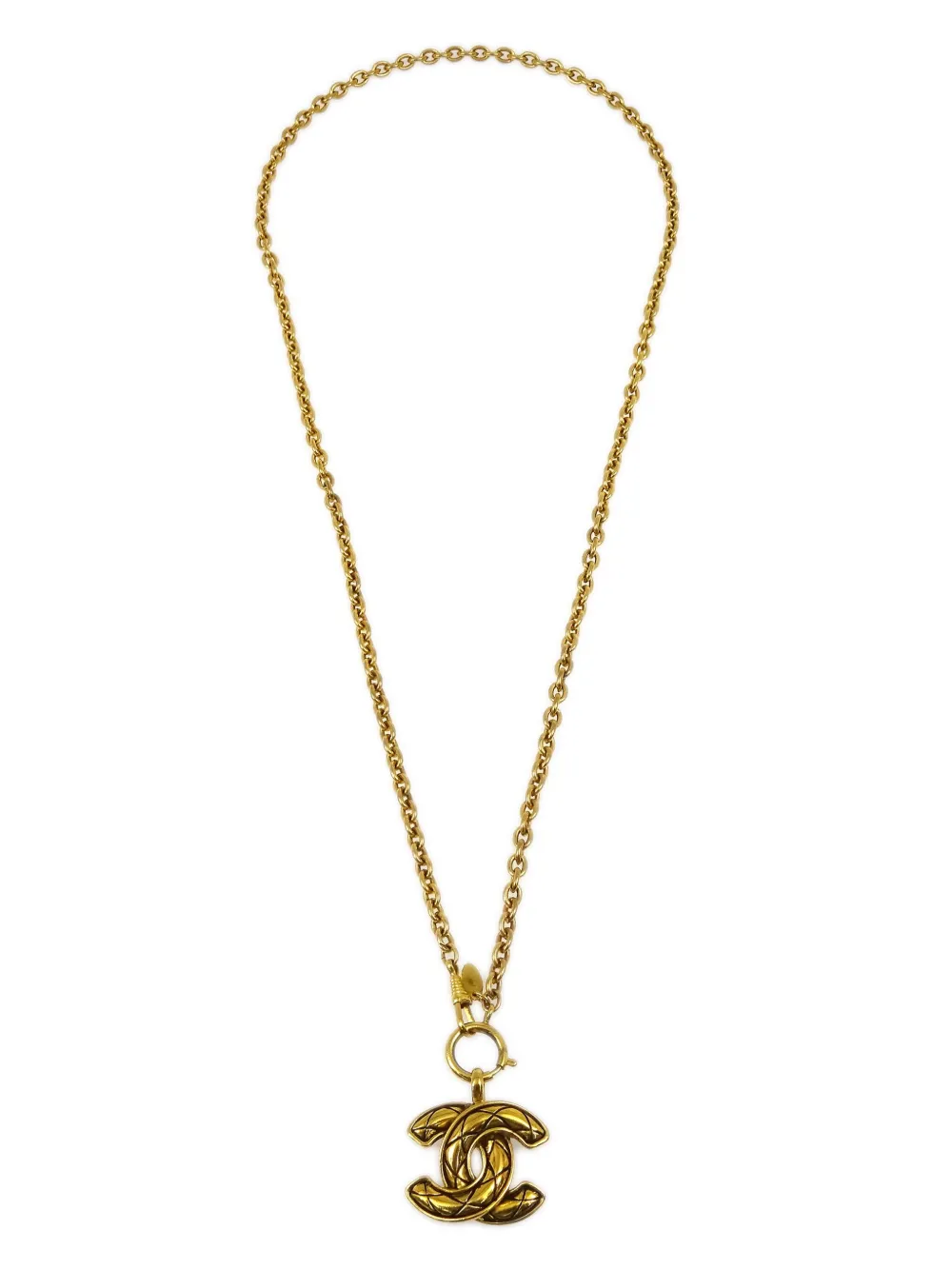 Pre-owned Chanel 1990-2000s Cc Pendant Necklace In Gold
