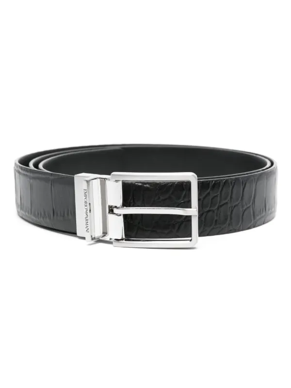 Emporio Armani embossed crocodile Leather Belt Black FARFETCH OM