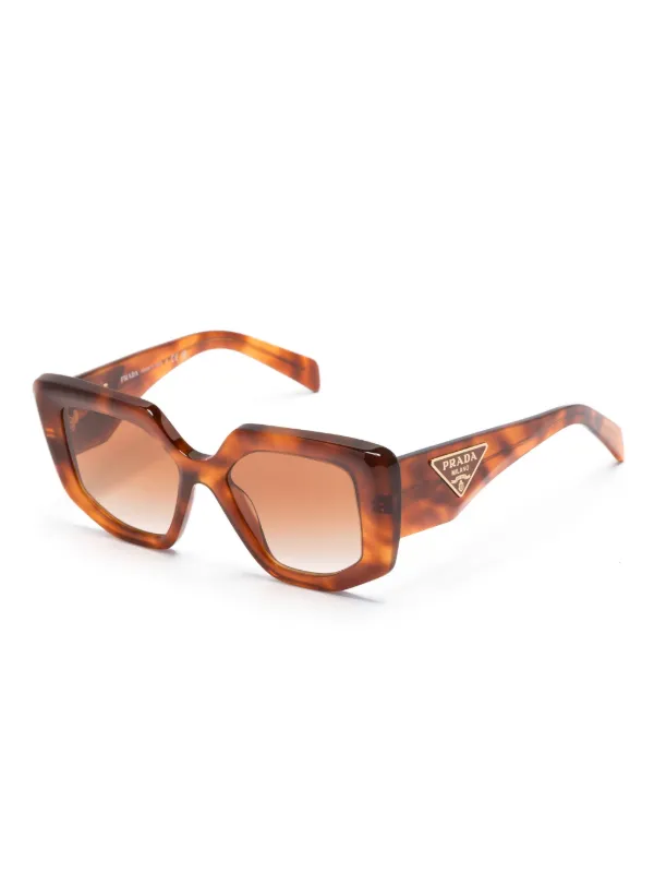 Prada Eyewear triangle-logo Sunglasses | Brown | FARFETCH