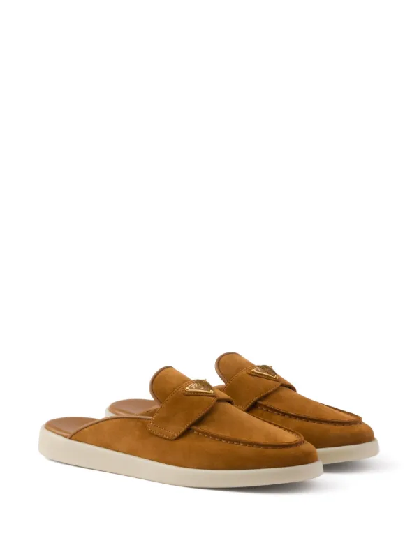 Prada Suede Slippers | Brown | FARFETCH JO