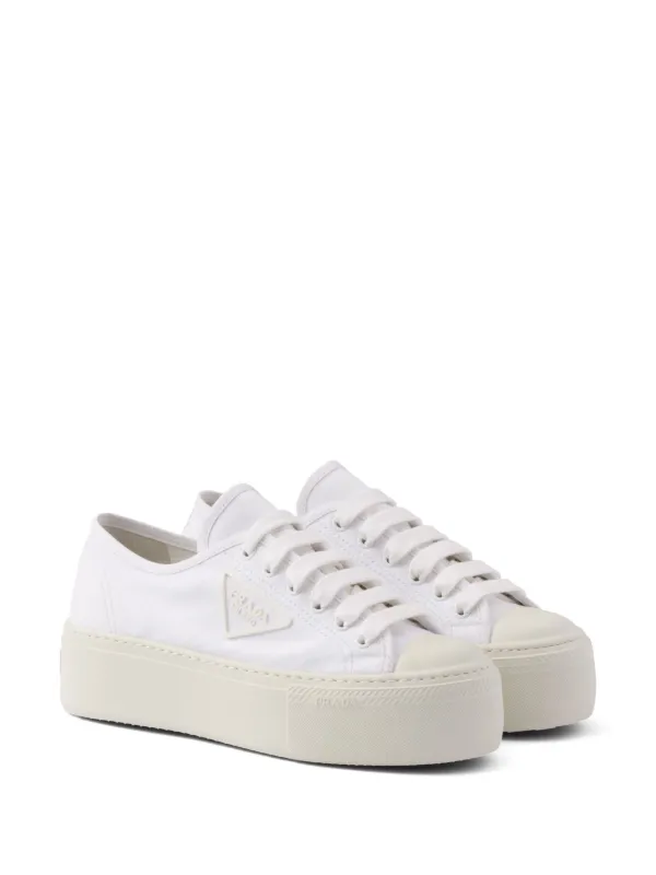 スニーカー PRADA White Leather Lace-Up Shoes Prada lace-up Sneakers | White | FARFETCH