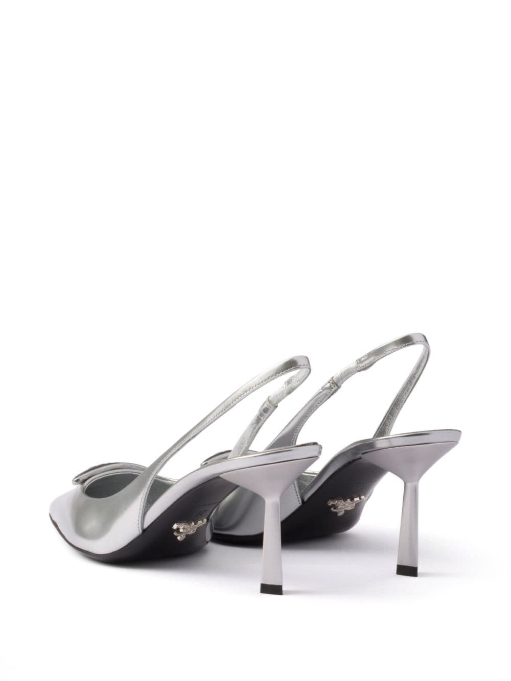 Shop Prada 75mm Metallic Leather Pumps In Silver