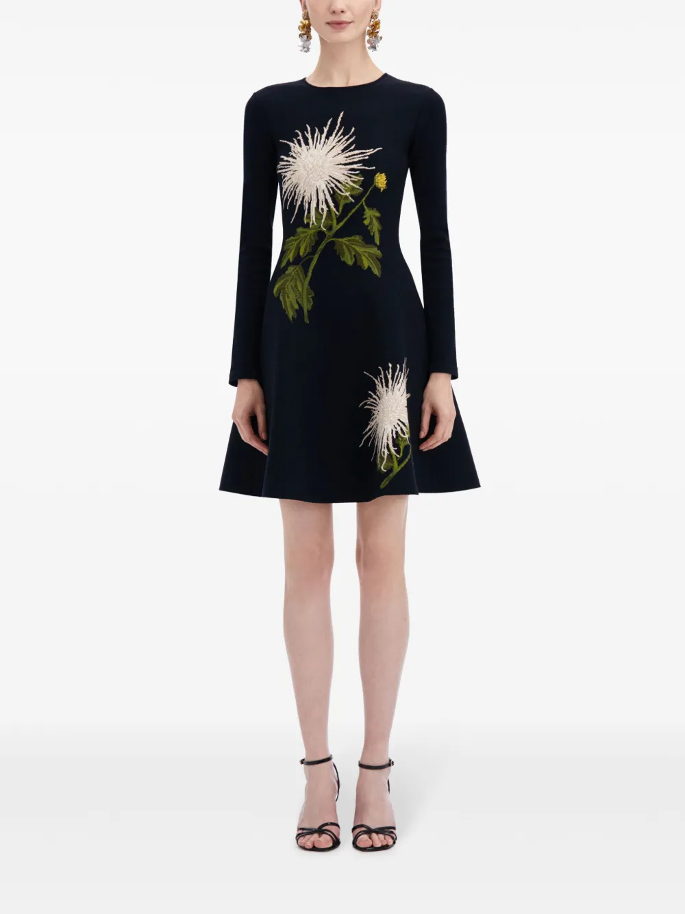 Oscar de la Renta Chrysanthemum mini-jurk met jacquard - Blauw
