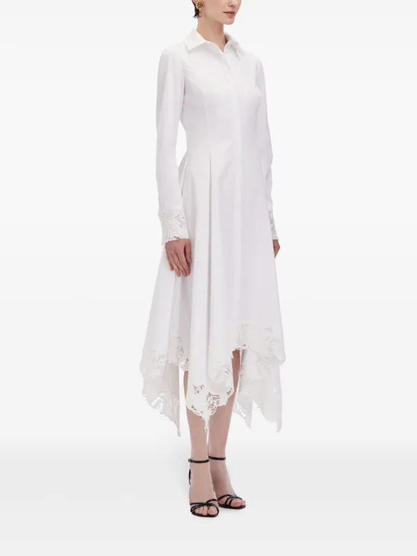 Oscar de La Renta Floral Guipure Handkerchief Hem Dress - White Oscar de La Renta Floral Guipure Handkerchief Hem Dress - White