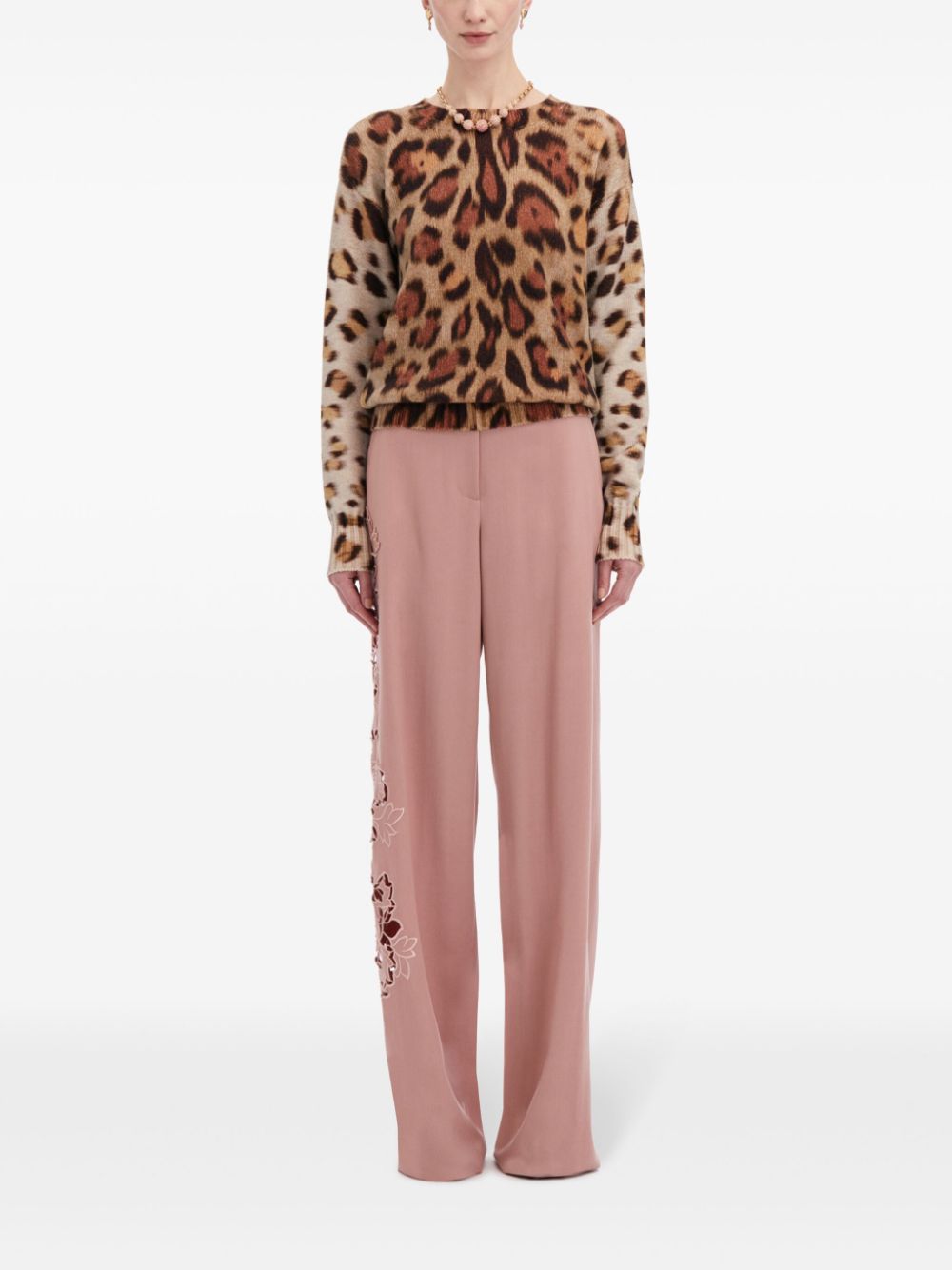 Oscar de la Renta jaguar-print sweater - Beige