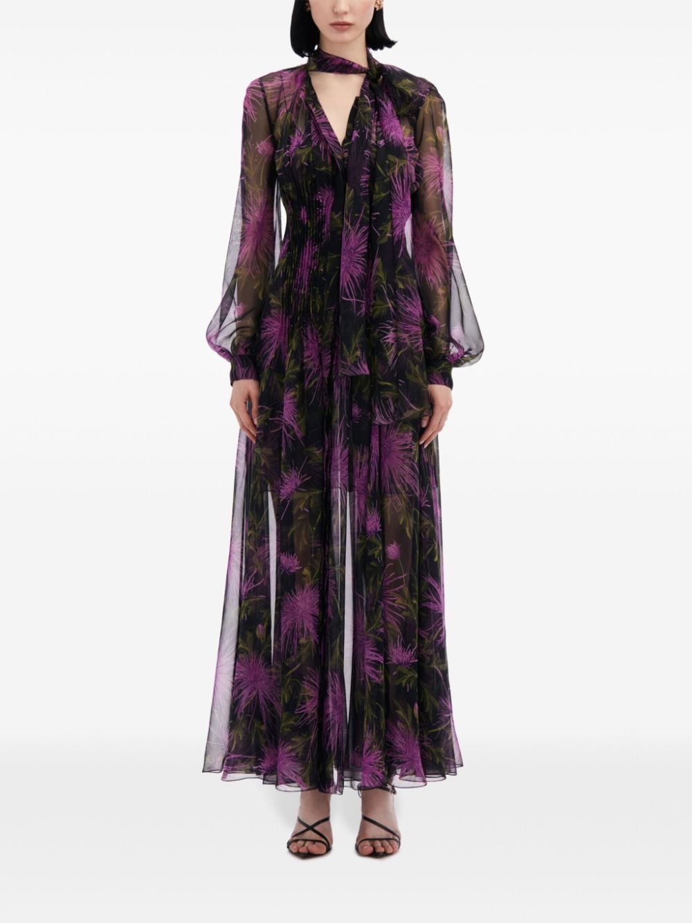 Oscar de la Renta Chrysanthemum chiffon maxi dress - Paars