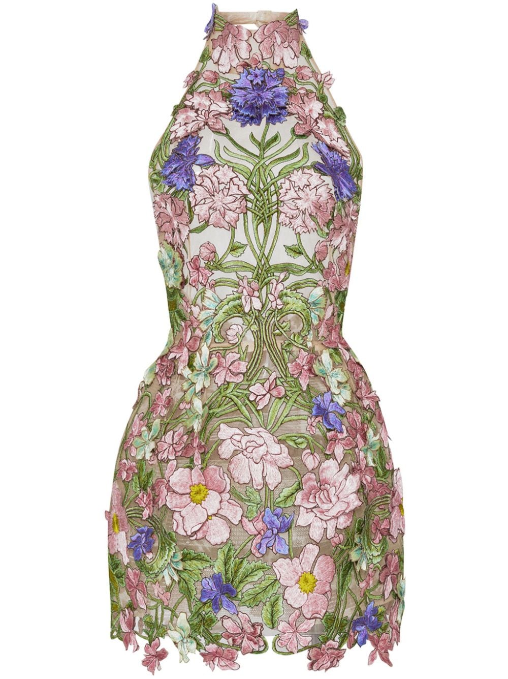 Oscar de la Renta Art Nouveau mini-jurk met draad Groen